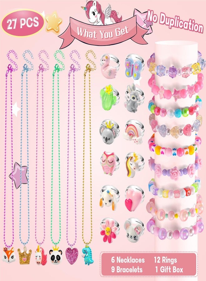 BeAndge Toddler Girls Jewelry for 3 Year Old, Kids Play Jewelry Set for Little Girl Age 4-6, Children Dress Up Necklaces Childs Rings Bracelets for Toddlers Princess Ages 3+ 3-5 4 5 6 7 Years - Image 5